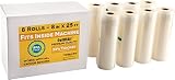 8" x 25' Rolls (Fits Inside Machine) - BULK 8 Pack (200 ft total) OutOfAir Vacuum Sealer Rolls for Foodsaver, Weston, Others 33% Thicker BPA Free FDA Approved Sous Vide Commercial Grade Bags