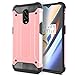 AnoKe Compatible with OnePlus 6T Case,Hybrid Rugged Dual Layer Armor Grip with Rugged Defender Shock Absorption Bumper Design Protective Phone Cover for OnePlus 6T JGTJ Rose Gold