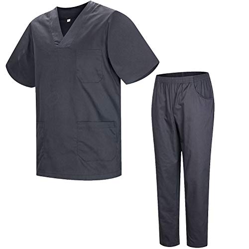 MISEMIYA - Set Uniformi Sanitari Bianco Unisex - Uniformi Medici CASACA E Pantaloni Sanitari Ref.81782, Grigio 22, M