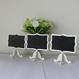 AKOAK 12 Pack Mini Rectangle White Frame Chalkboards with Support Easels for Message Board Signs, Weddings and Parties