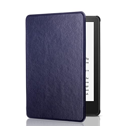 SCSVPN Case for 6.8'' Kindle Paperwhite (11th Generation-2021) and Kindle Paperwhite Signature Edition, Lightweight Slim Smart PU Leather Protective Cover with Hand Strap, Auto Wake/Sleep, Dark Blue