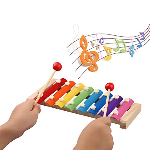Childom Kids Musical Instruments, 16 Pcs Wooden Percussion Instruments for Kids Preschool Educational, Musical Instruments Sets with Xylophone for Children (16 Pcs) - Thumbnail 2