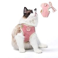 XAUIIO Pet Cat Harness Vest Rope with Leash, Soft Mesh Harness Adjustable Cat Walking Jacket for Puppy Small Animal (M, Pink)