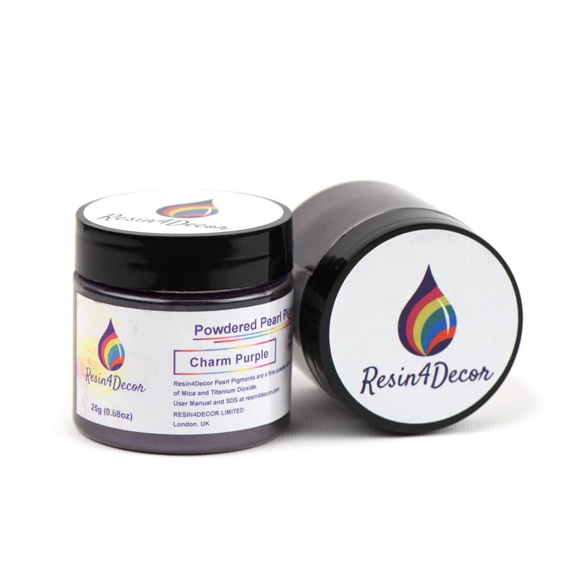 RESIN4DECOR Pearlescent Metallic Powdered Mica Pigment - Strong Colour Purity and Depth, Non-Toxic Titanium Dioxide - for Makeup, Epoxy Resin Crafts, Jewellery, Canvas, DIY Art - Charm Purple, 25g