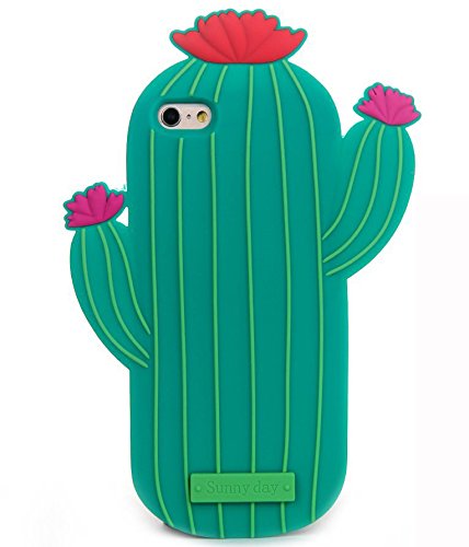 iPhone 8 Case, TopFunny iPhone 7 Silicone Case 3D Cute Cartoon Plants Soft Silicone Rubber Bumper Protective Gel Cover Shockproof Case for Apple iPhone 8/7 4.7" 2017 Cactus Flower