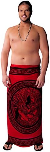 1 World Sarongs Mens Celtic Fringeless Sarong in Maiden and The Dragon Rose Red