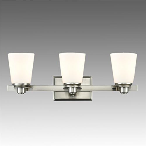 Dazhuan Modern Vanity Lights Triple White Opal Glass Shade 3-Light Powder Room Bathroom Wall Sconce Lighting Fixture Brushed Nickel