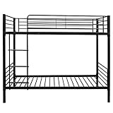FCH Twin Over Twin Bunk Bed Easy Assembly Metal Frame W/Ladder Kids Adult Children Bedroom 78