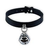 Pawstar Kitty Bell Collar Leather Choker - Black