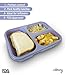 Wamery Bento Box for Kids & Adults - 3 Portion Control Compartment Bpa Free Food-Grade Silicone Lunch Box with Leakproof Airtight Plastic Lid - Microwave Freezer, Dishwasher Safe