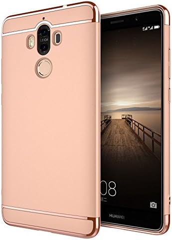 Huawei Mate 9 Case, Opretty 3 In 1 fashion Ultra Thin and Slim Hard Case Coated Non Slip Matte Surface with Electroplate Frame for Huawei Mate 9-3 In 1 Dark blue (3 In 1 Rose Gold)