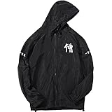 Allonly Men's Fashion Dragon ToTem Hoodie Zip-up Chinese Letter Windbreaker Jacket,Black,US Large (Tag 2XL)