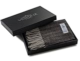 Veronz Super Soft Luxurious Classic Cashmere Feel Winter Scarf (Black and Grey Herringbone)