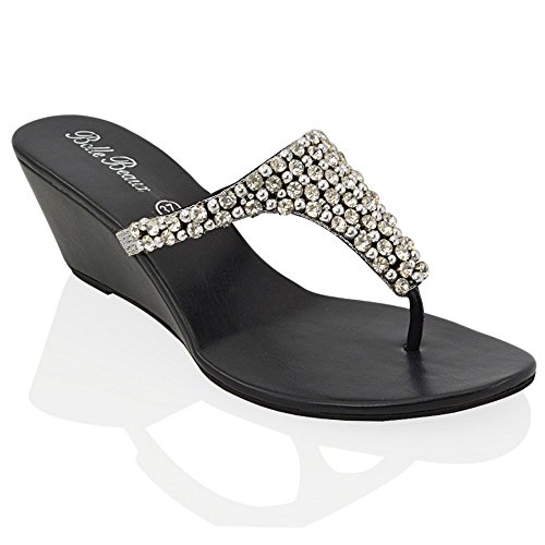 diamante toe post wedges