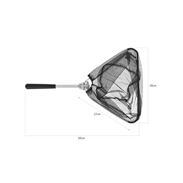 BESPORTBLE Angelkescher Fishing Kescher Klappbar Aluminiumlegierung Bodenkescher Poolkescher Garnelenkescher Dreieck Brail Kescher 50cm – Bild 3