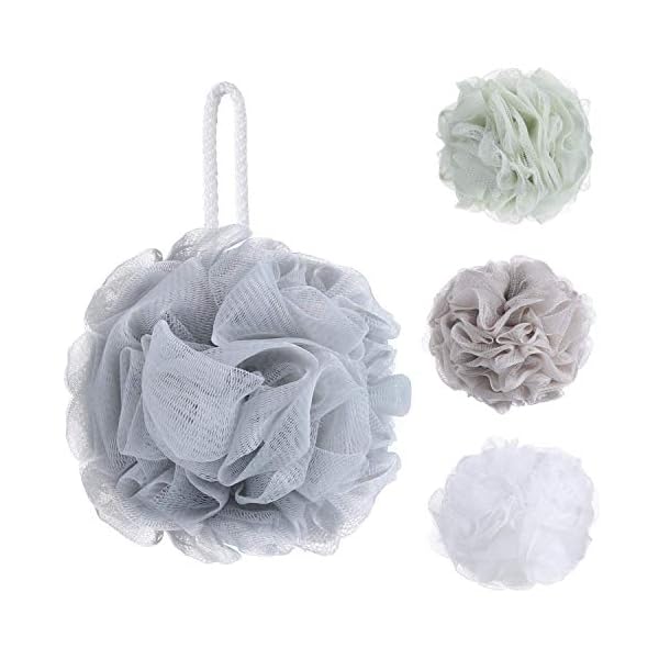 Tbestmax 4 Pack Mesh Pouf Bath Sponge - Mesh Loofah Body Exfoliating Shower Ball Shower Sponge