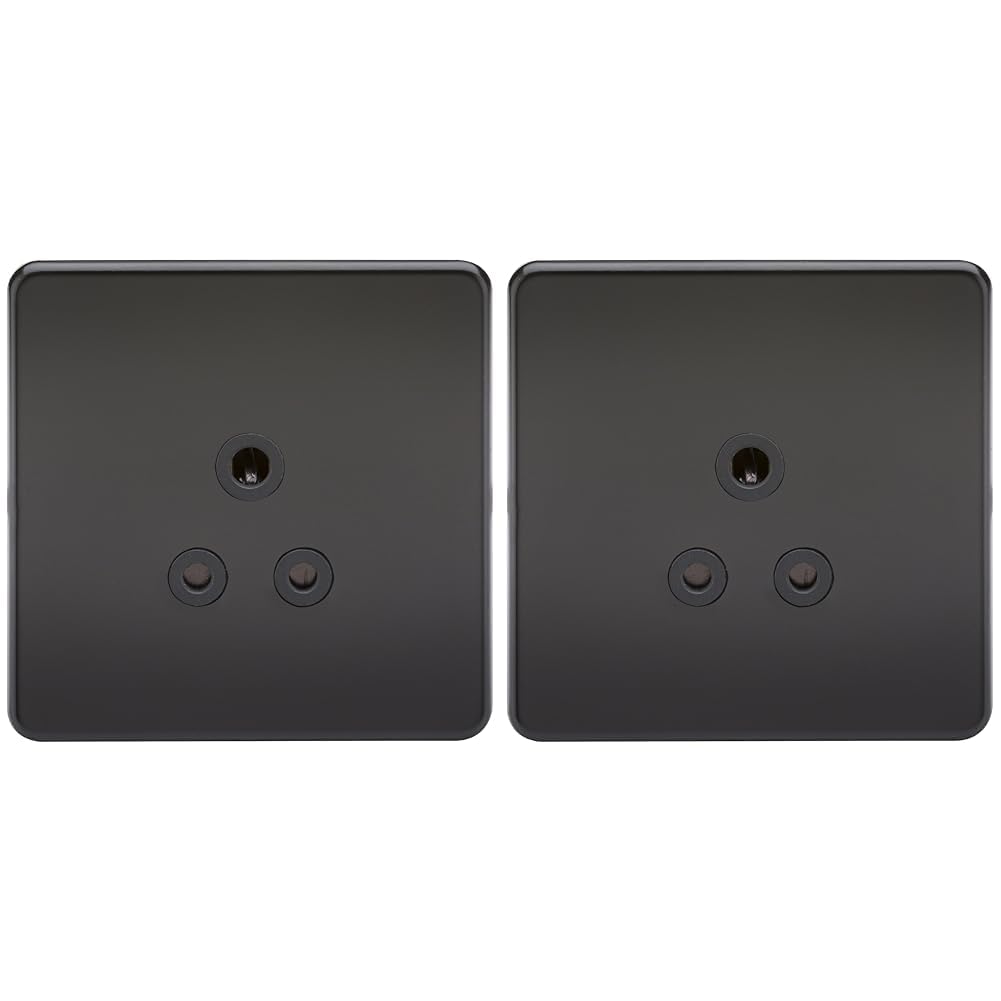 Knightsbridge SFAV5AMB Screwless 5A Unswitched Socket-Matt Black Insert (Pack of 2)