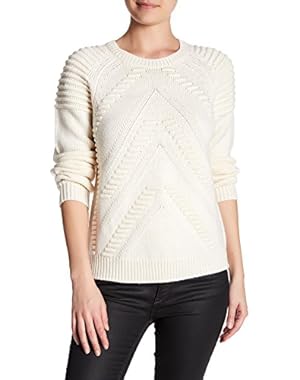 Women's 3D Stitch Wool Pullover Sweater White Size Small