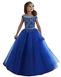 Baoji Girls' Bateau Crystal Floor Length Pageant Gowns