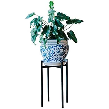 Thorne & Co Plant Stand for Indoor & Outdoor Pots - Black, Metal Potted Plant Holder for House, Garden & Patio - Mid-Century Patented Design - Tall