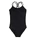 Arshiner Kids Girl's Double Strap Slim Solid Camisole Leotard Black(FBA) 130(Age: 5-6Y)