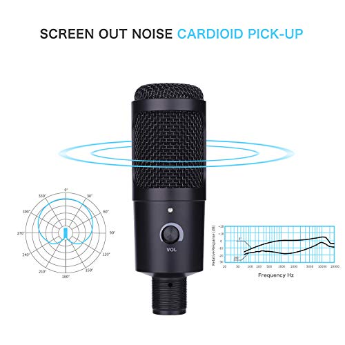 HAIPUSEN USB Kondensator Mikrofon für PC Studio mit Stativ und Arm, Professionelle Podcast-Mikrofonsets 192kHZ/24bit für… – Bild 3