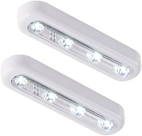 Twin Pack of White LED Battery Operated Stick-On Touch Tap Lights
