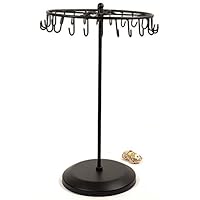 Bejeweled Display® Black Color 24 Hooks Rotating Necklace holer/Jewelry Organizer Display Stand w/ Gift Box