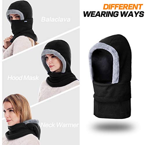 DIMPLES EXCEL Balaclava Fleece Hood Winter Warmer Balaclava Fleece Hood Ski Face Mask Wind Resistant for Men and Women, One Size Fits All (Black)
