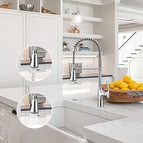 Primy Commercial Kitchen Faucets With Pull Down Sprayer Modern Heavy Duty Lead-Free Single Handle High-Arc Kitchen Sink Faucet With Deck Plate, Solid 304 Stainless Steel - Thumbnail 3
