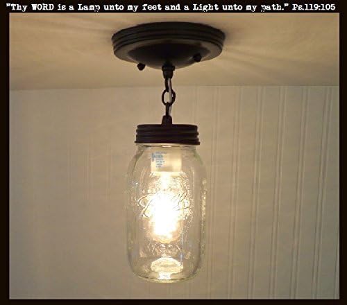 Mason Jar Ceiling LIGHT With Chain &amp; NEW Quart