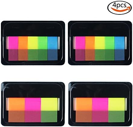 SHAN RUI 4 Sticky Notes Neon Page MarkersColorful Index Tabs Flags Fluorescent Pop-up NotesPage Markers, 320 Sheets