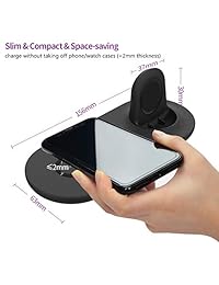 Kartice 2 en 1 soporte de carga rápida inalámbrico Pad & Samsung Galaxy Watch soporte de carga Pad para teléfonos habilitados por Qi y seleccione Samsung Galaxy Watch (42) mm (46) mm Gear S3 relojes.