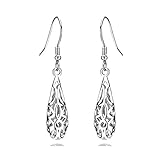 Fashion 925 Sterling Silver Vintage-Inspired Teardrop Filigree Earrings for Women with CZ by Politeny