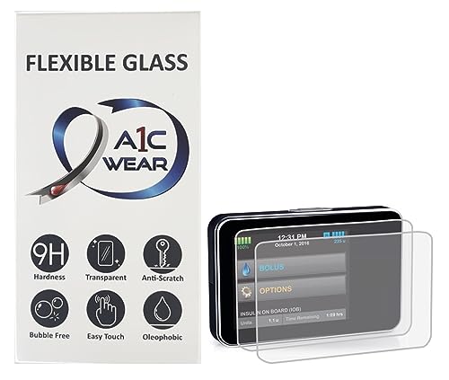 9H Flexible Glass Screen Protector for Tandem tSlim X2 and tFlex Insulin Pumps - Won't Crack or Chip - Anti-Scratch Anti-Fingerprint - 2 Pack