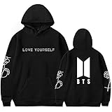 Bosunshine BTS Love Yourself 承 [Her] Hoodie Sweater V Rap-Monster Suga Jin Jimin J-Hope Jung Kook Jacket Pullover (Black, L)