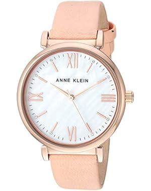 Women's AK/2962RGPE Swarovski Crystal Accented Rose Gold-Tone and Peach Colored Leather Strap Watch