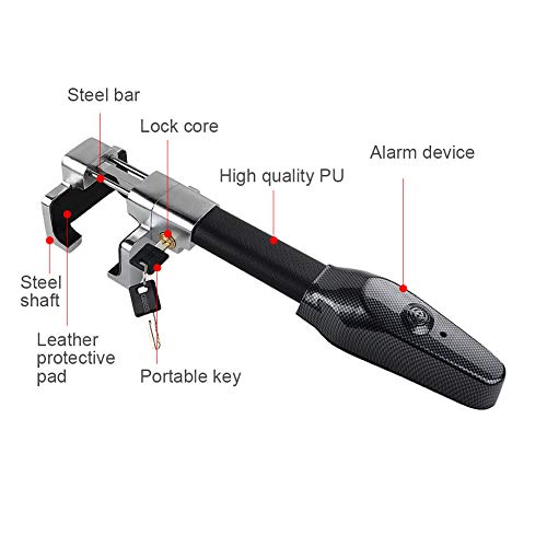 Blueshyhall Car Anti-Theft Device,Universal Steering Wheel Lock Car Anti Theft Safety Alarm Lock Retractable T-Lock
