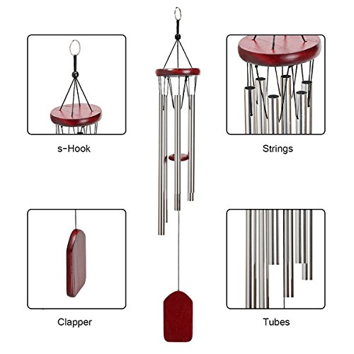 Wind Chime, Windchime Amazing Grace Wind Chimes Bells 6 Metal Tubes Outdoor for Garden, Yard,Patio and Home Decor