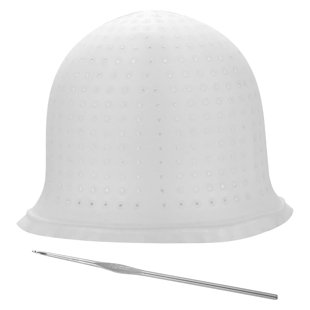 Yusglvia Hair Coloring Hat (Holes Pre-punched), Silicone Hair Highlighting Cap, For Hair Dyeing DIY Salon, with Hair Hook