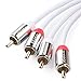 Postta 2RCA to 2RCA Stereo Audio Cable (15 Feet) Male to Male Gold Plated Dual Shielded 2RCA Cable -White