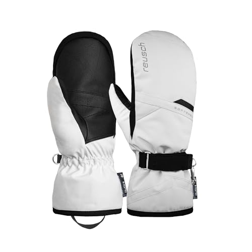 Reusch Womens Helena R-TEX XT Mittens Extra Warm, Waterproof, Windproof and Breathable Mittens Winter Gloves Snow Gloves Ski Gloves, white/black, 8.5