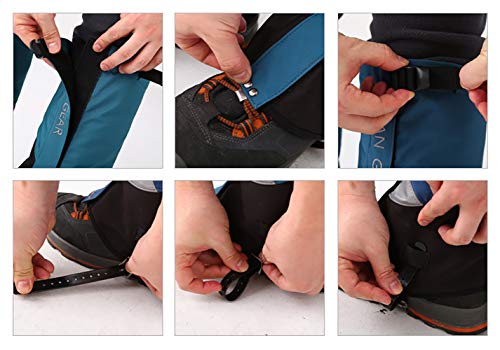 TB Hiking Leg Gaiters Snow Waterproof – Fleece Lining Outdoor Shoes Rain Gear Walking Boot Gators Hunting gaitors Climbing Mountain Snake Blue L