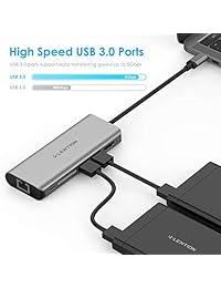 LENTION USB C Digital AV Multiport Hub with 4K HDMI, 2 USB 3.0, SD Card Reader, Type C Charging and Gigabit Ethernet Adapter for 2016 2017 MacBook Pro 13 15, MacBook 12, Dell XPS, More
