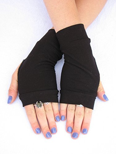 Basic Black Fingerless Gloves Eco Friendly Bamboo Costume Cosplay - Image 4