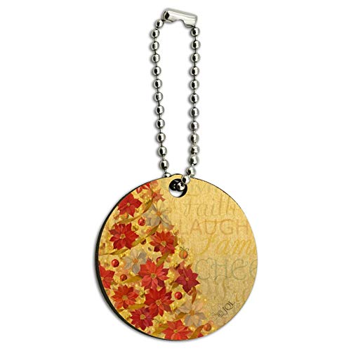 Christmas Holiday Tree Laughter Cheer Wood Wooden Round Keychain Key Chain Ring Christmas Holiday Tree Laughter Cheer Wood Wooden Round Keychain Key Chain Ring