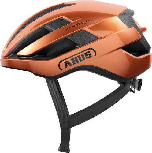 ABUS Rennradhelm WingBack – einfacher Roadhelm für sportliches Fahren im Alltag und in der Freizeit – für Erwachsene und Jugendliche – Orange, Größe M