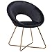 DUHOME Modern Velvet Accent Chairs Upholstered Vanity Chairs Make-up Stool Home Office Guest Reception Chair Arm Leisure Chairs Dining Chair with Golden Legs for Living Room Black