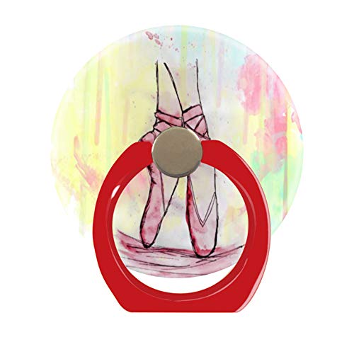 LoveStand-Cell Phone Ring Holder 360 Degree Finger Ring Stand for Smartphone Tablet and Car Mount-Cute Ballet Shoes Sketch Pink Watercolor
