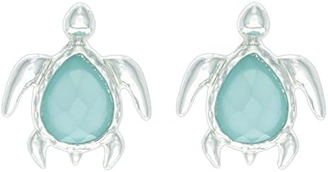 Trendy Jewels Aqua Marine Turtle Stud Earrings